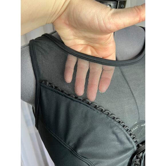 CHristina one piece swimsuit Vintage black lace front mesh - Picture 5 of 12